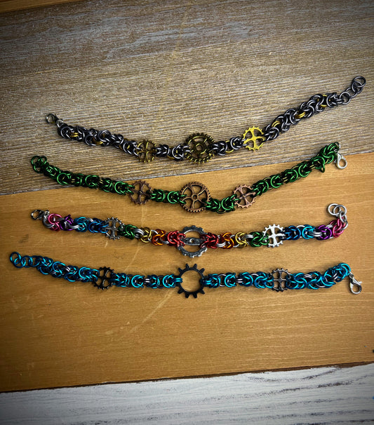 Multicolor Steampunk Style || Handcrafted Chainmaille Bracelet