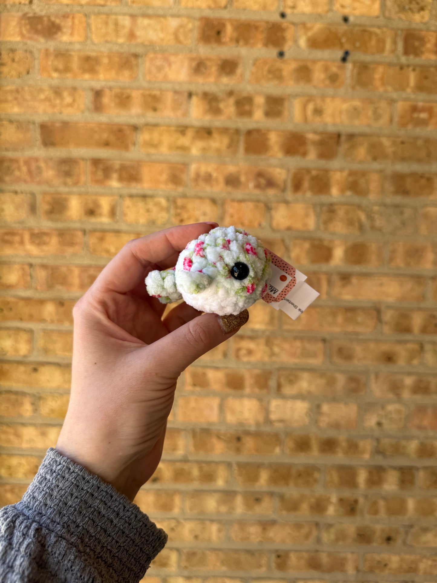 Crochet Plush Whale Keychain