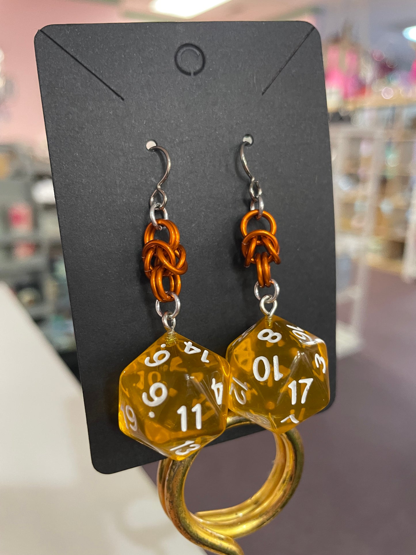 D20 Die Rainbow Earrings || Handcrafted Chainmaille