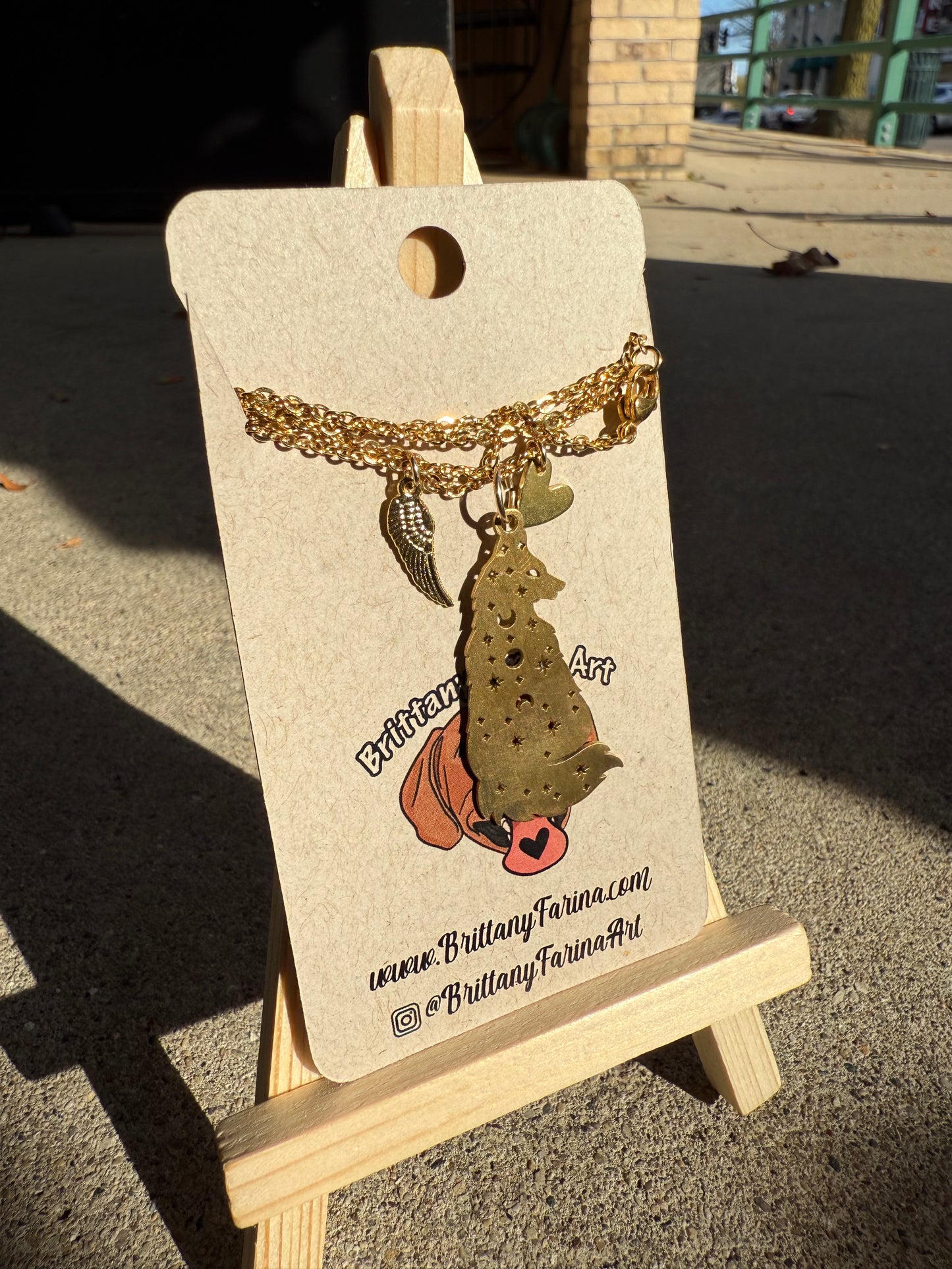 Brass Wolf Necklace