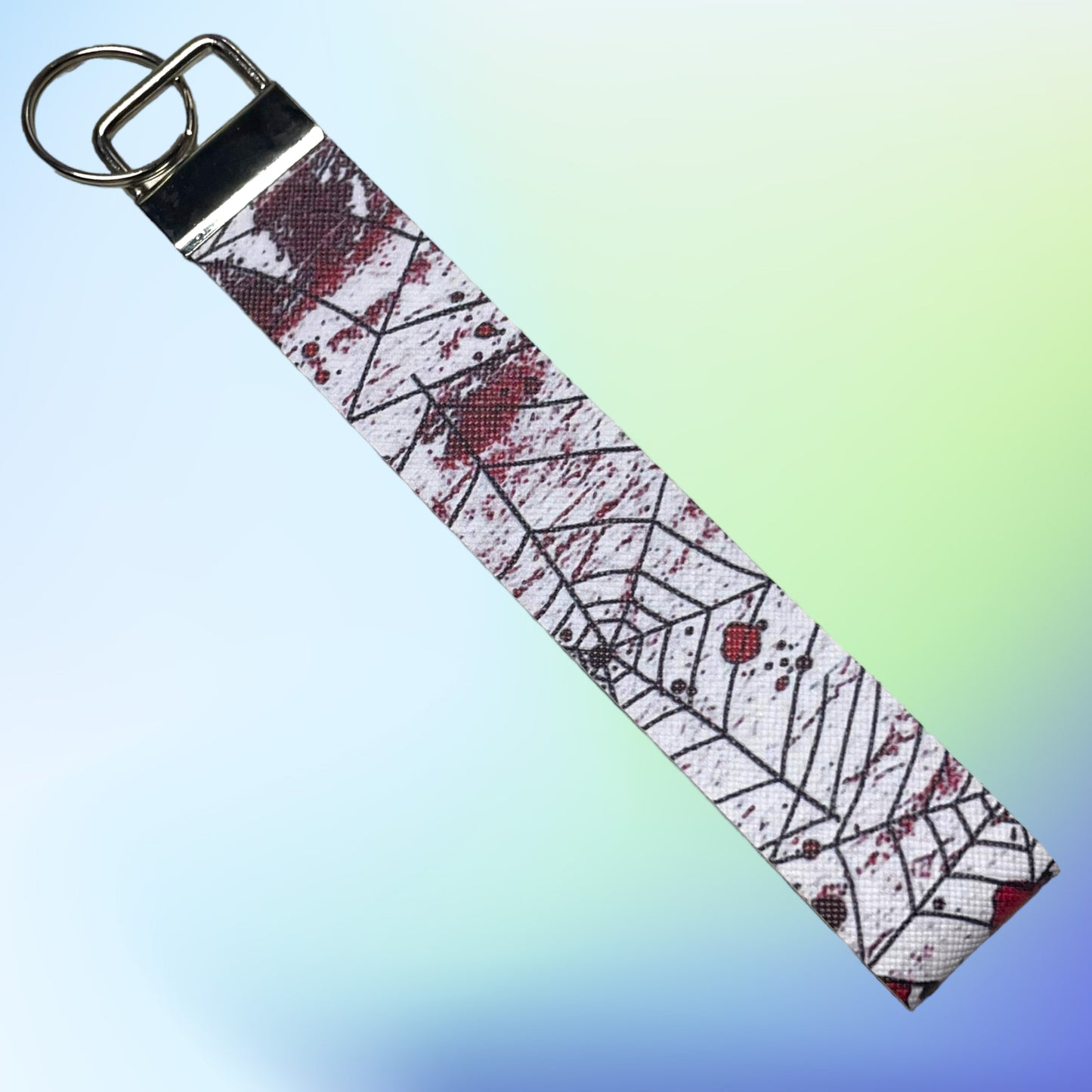 Spooky Season Bloody Spiderweb Keychain Wristlet