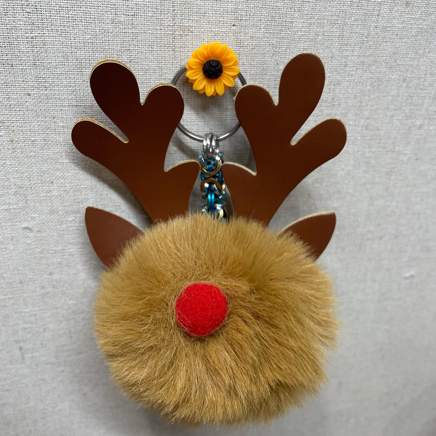 Chainmaille Reindeer Poof Keychains