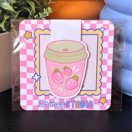 Strawberry To Go Cup Magnetic Bookmark
