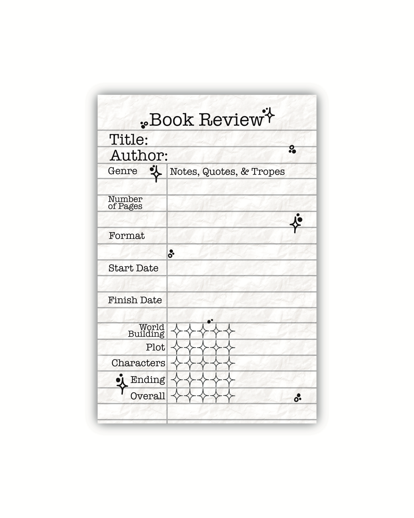 4x6 Book Review Notepad | Book Lover Stationery and Gifts