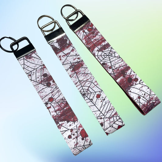 Spooky Season Bloody Spiderweb Keychain Wristlet