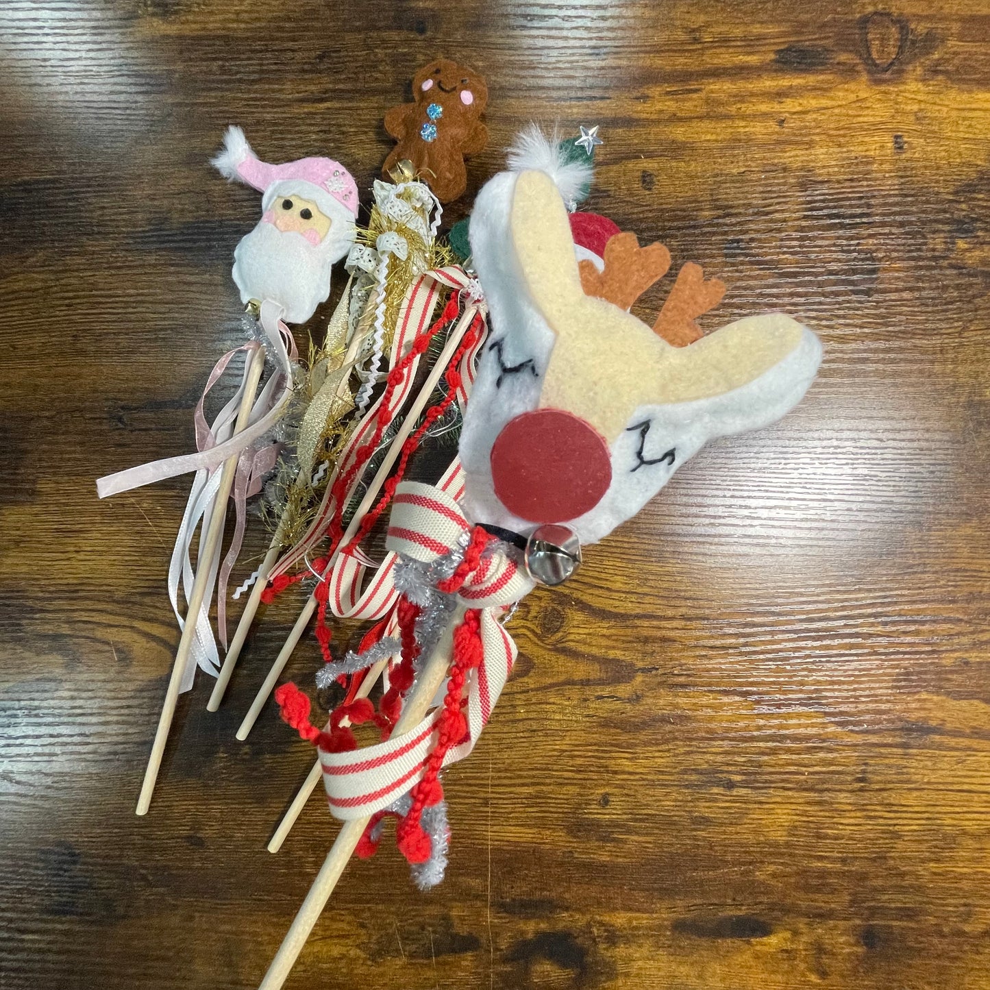 Whimsical Holiday Wand || Handcrafted Felt Santa