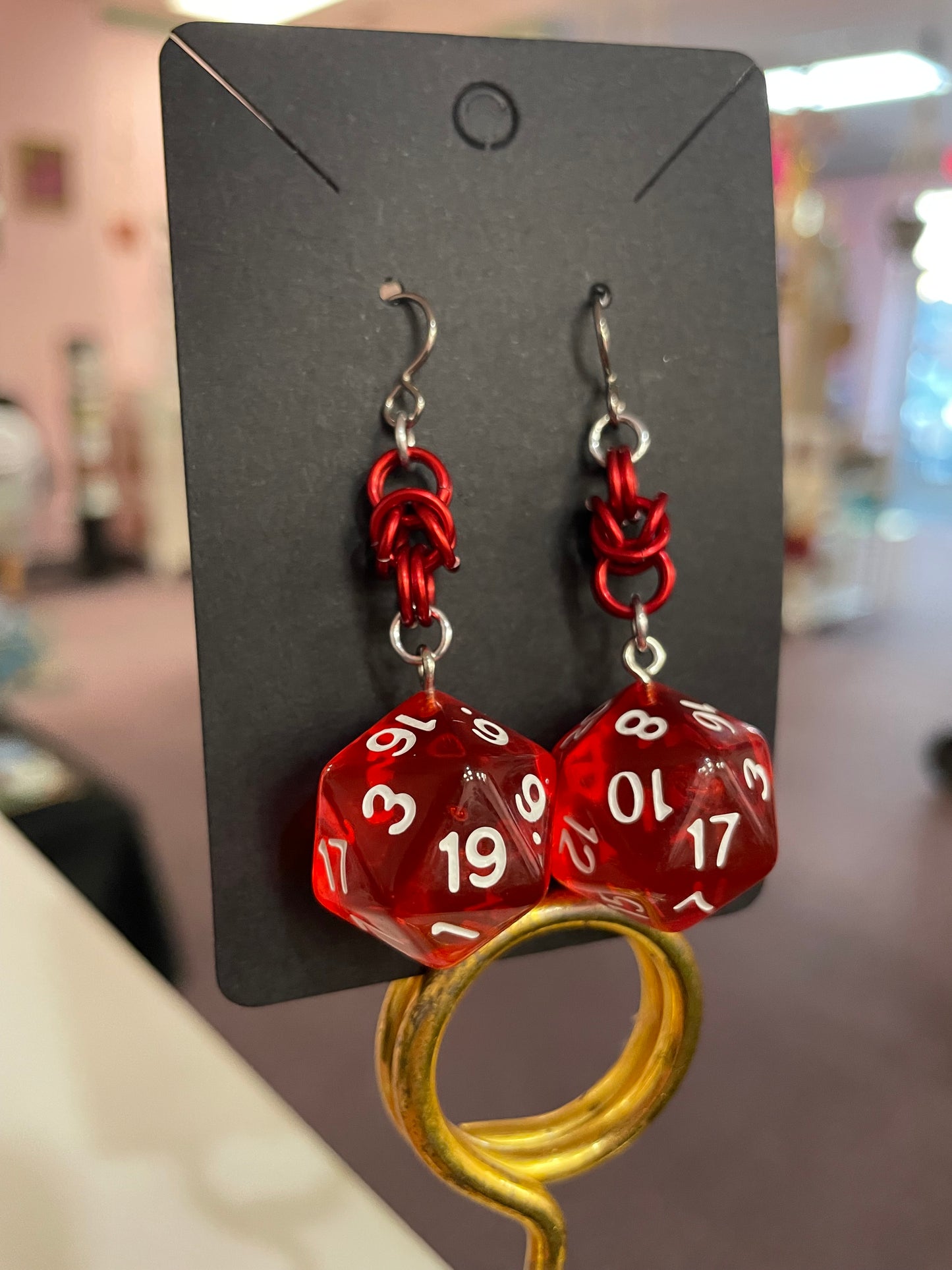 D20 Die Rainbow Earrings || Handcrafted Chainmaille