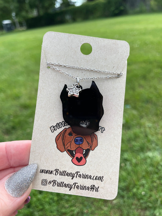 Pitbull Dog Necklace || Black or White Acrylic Charm