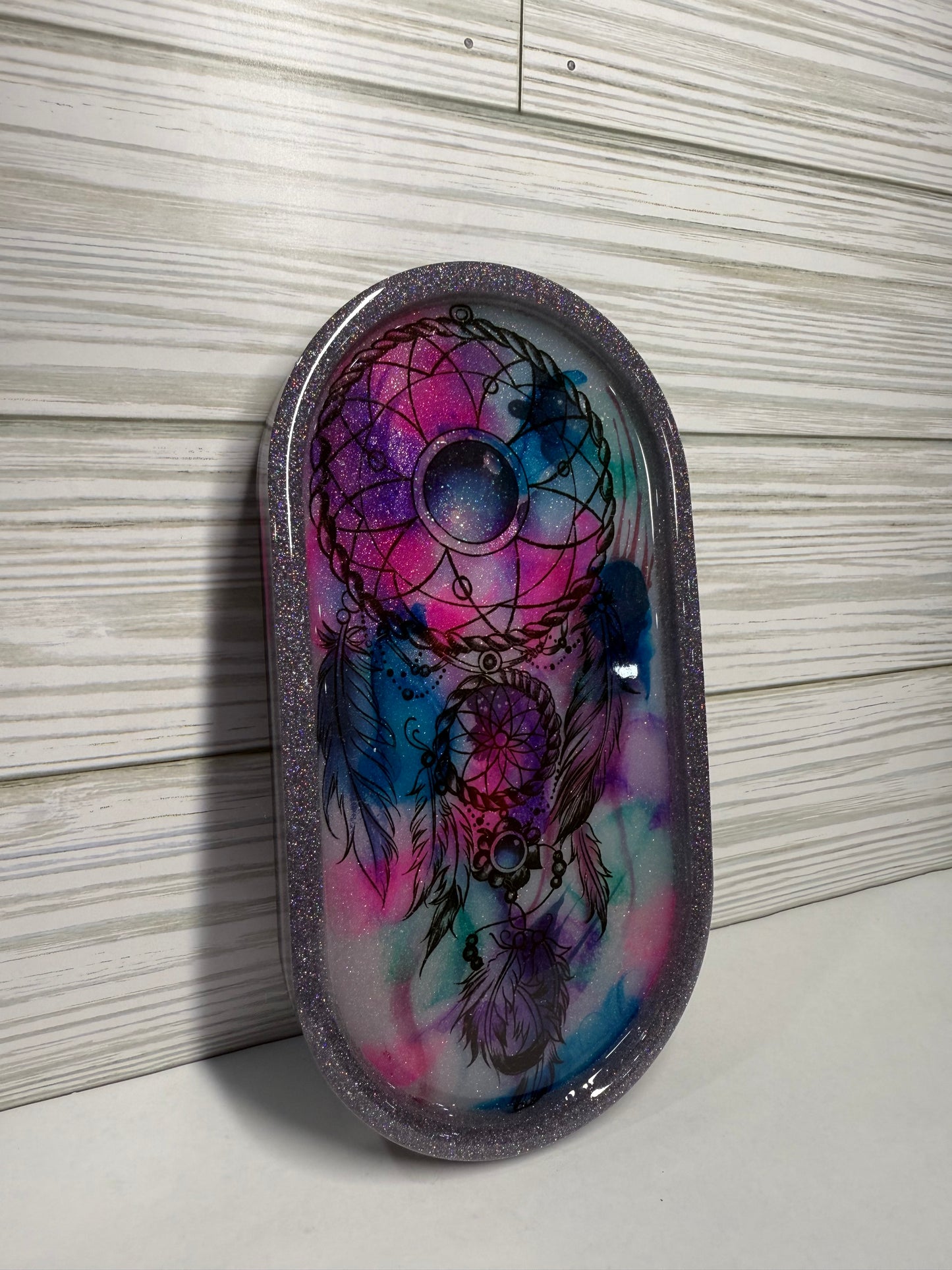Oval Watercolor Dreamcatcher Tray