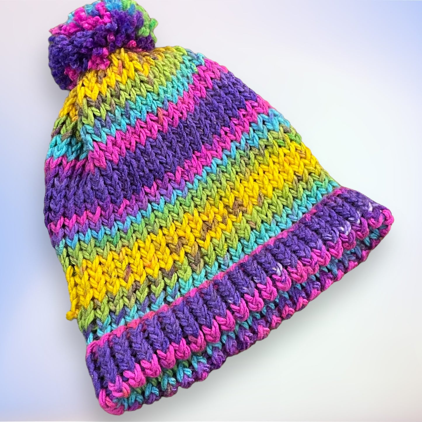 Loom Knit Hat with PomPom