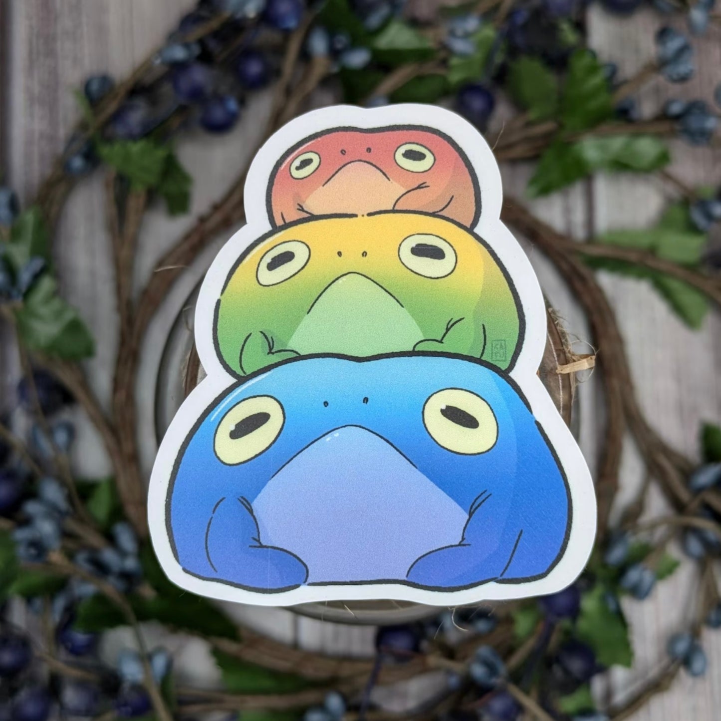 Pride Rainbow Frog Pile Sticker