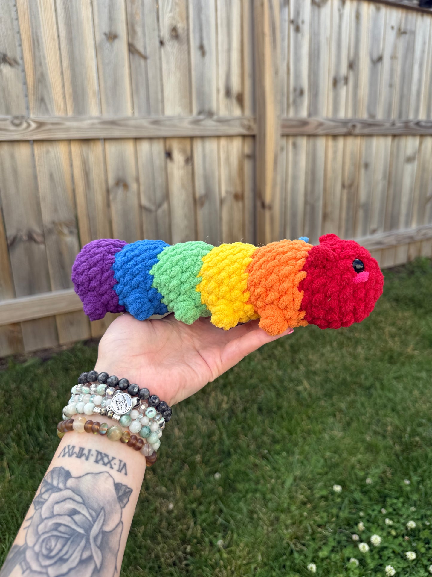 Crochet Rainbow Plush Caterpillar
