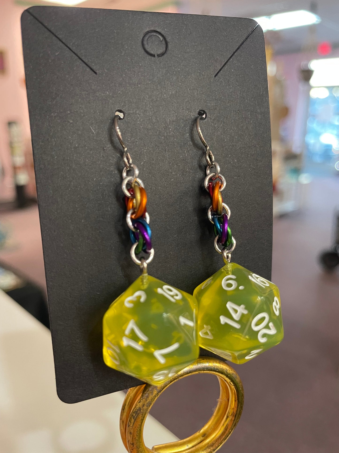 D20 Die Rainbow Earrings || Handcrafted Chainmaille