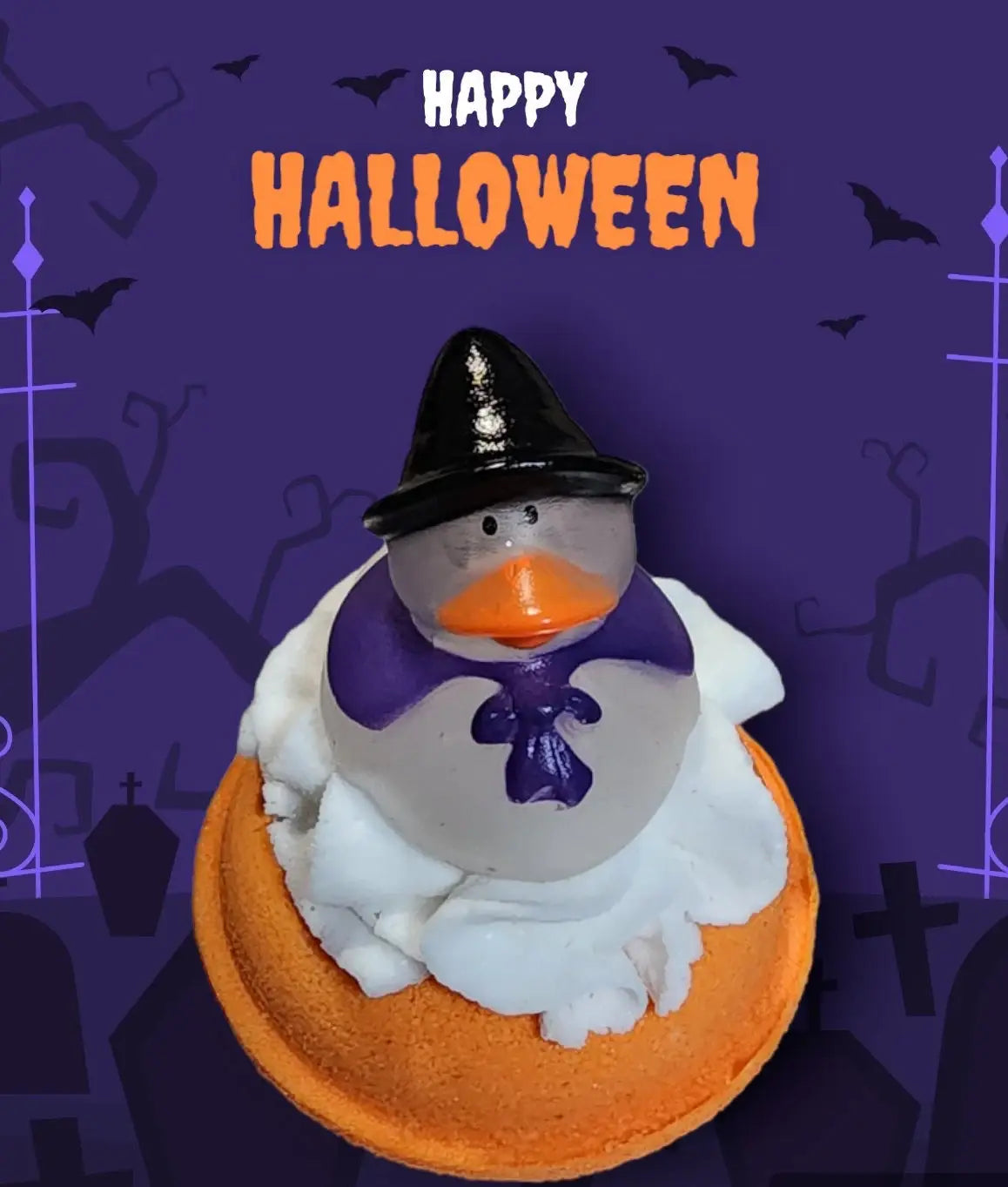 Halloween Mini Donut Bath bomb with Glow in the Dark Rubber