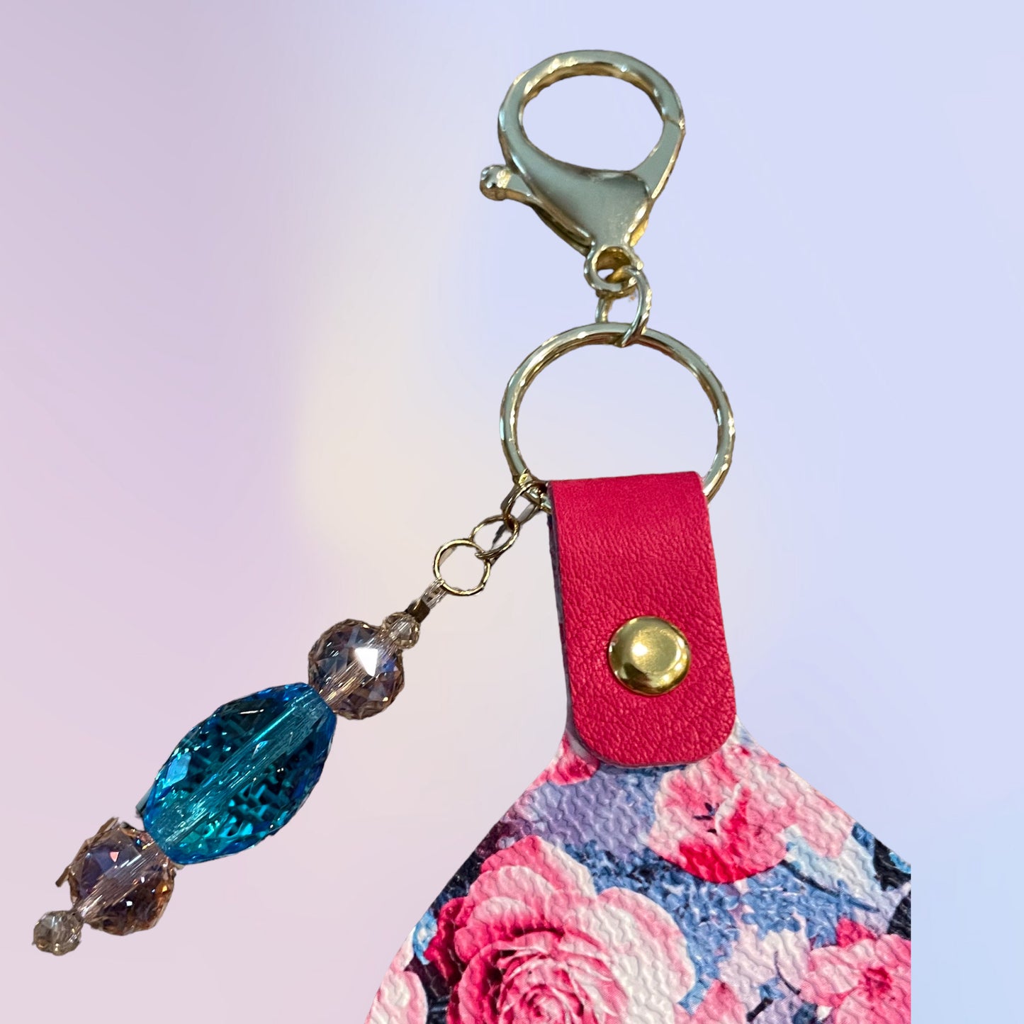 Pink Floral Print Keychain Fob