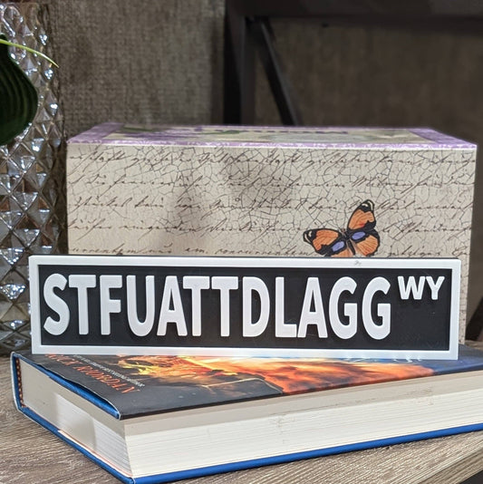 STFUATTDLAGG Wy Book Shelf Sign / 3D Printed / Black