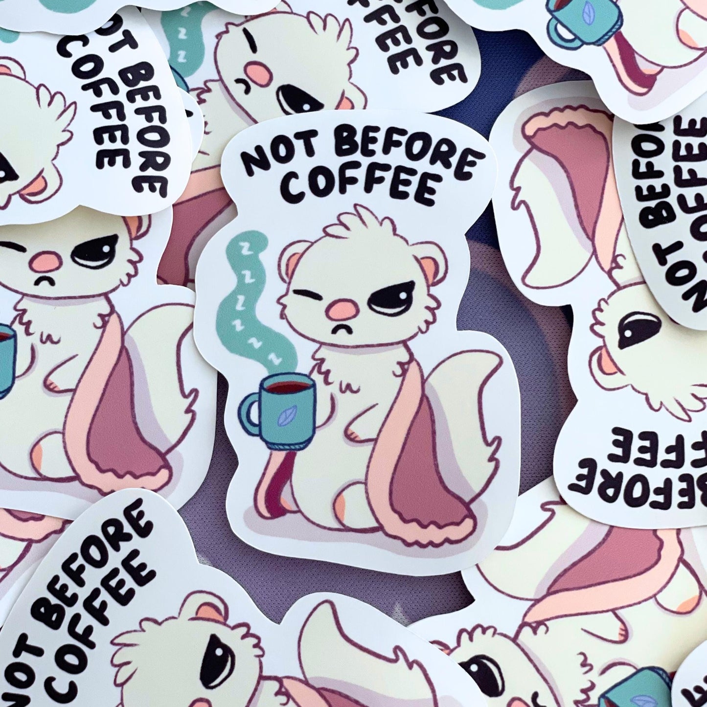 Not Before Coffee Ferret Sticker