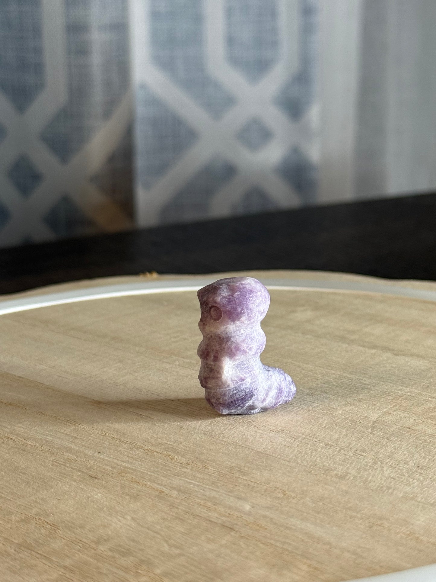 Lepidolite Caterpillar Carving