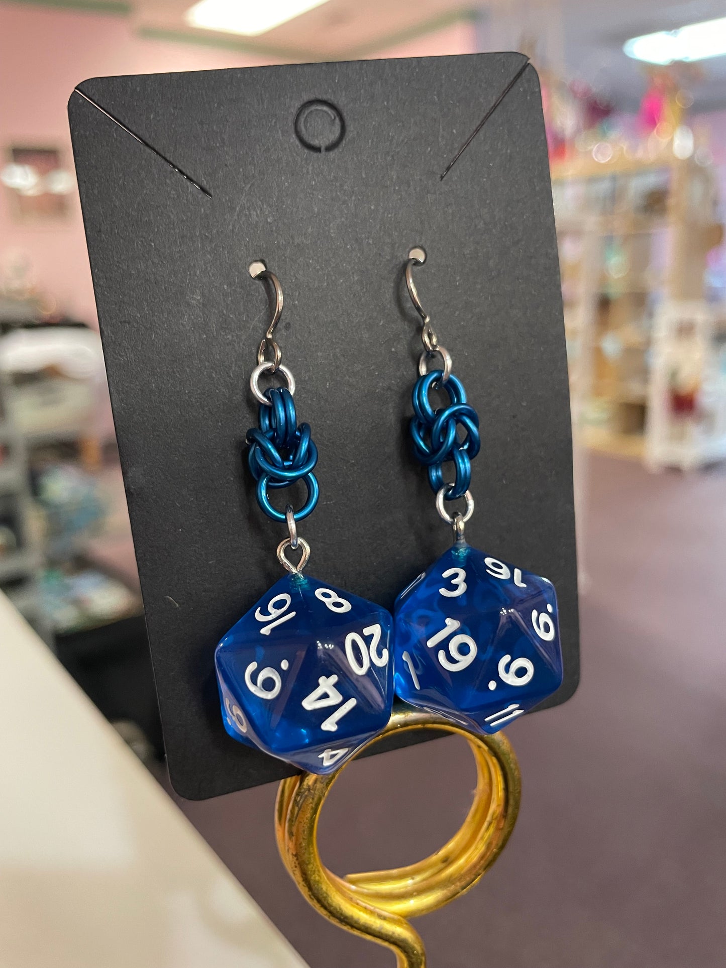 D20 Die Rainbow Earrings || Handcrafted Chainmaille