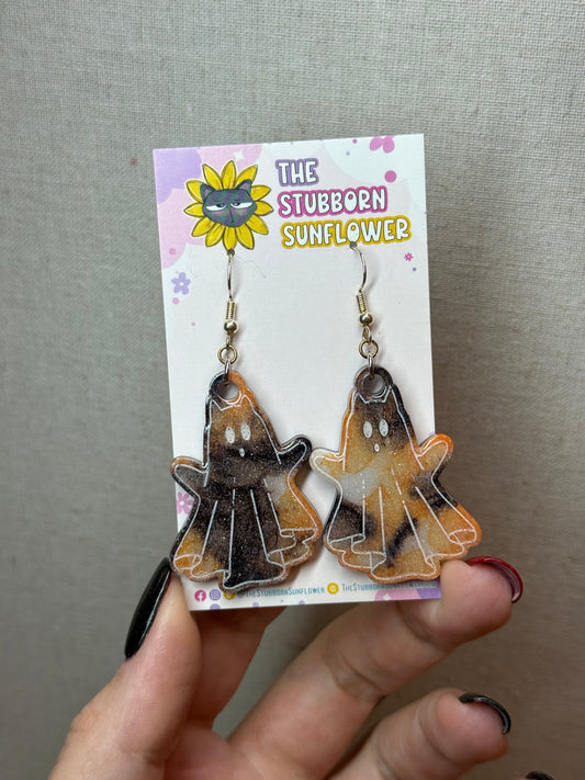 Ghost Kitty Dangle Earrings