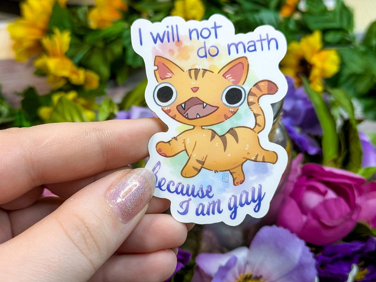Will Not Do Math Gay Cat Sticker