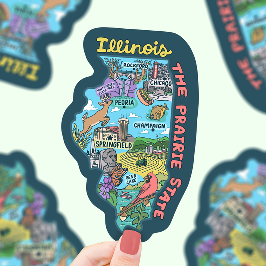 Illinois Map Prairie State Chicago Car Decal Vinyl Sticker