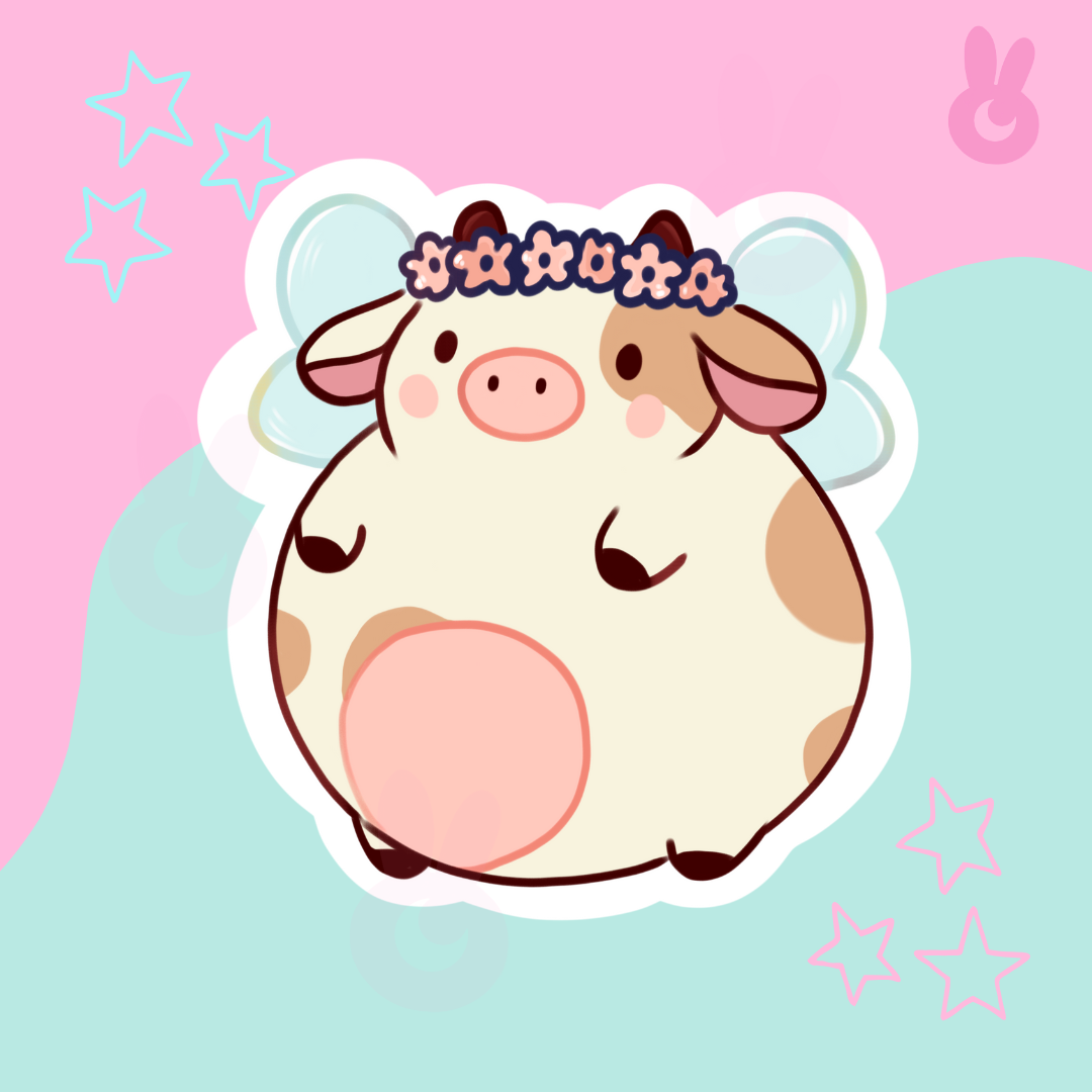 Cow Flower Fairy Sticker