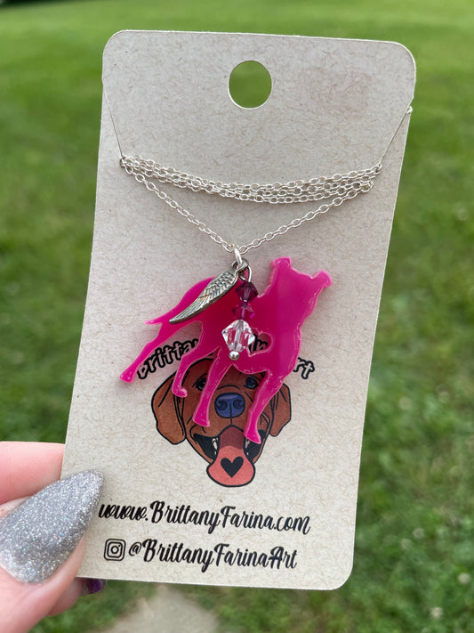 Pitbull Dog Necklace || Pink Acrylic Charm