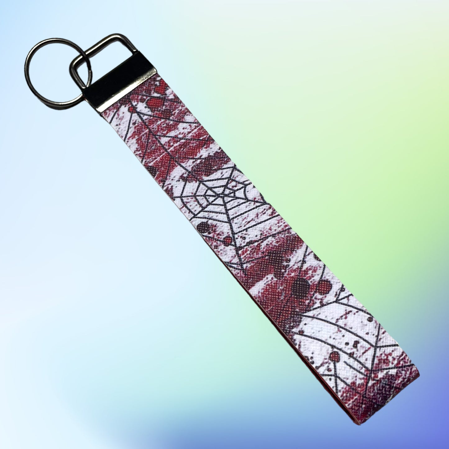 Spooky Season Bloody Spiderweb Keychain Wristlet
