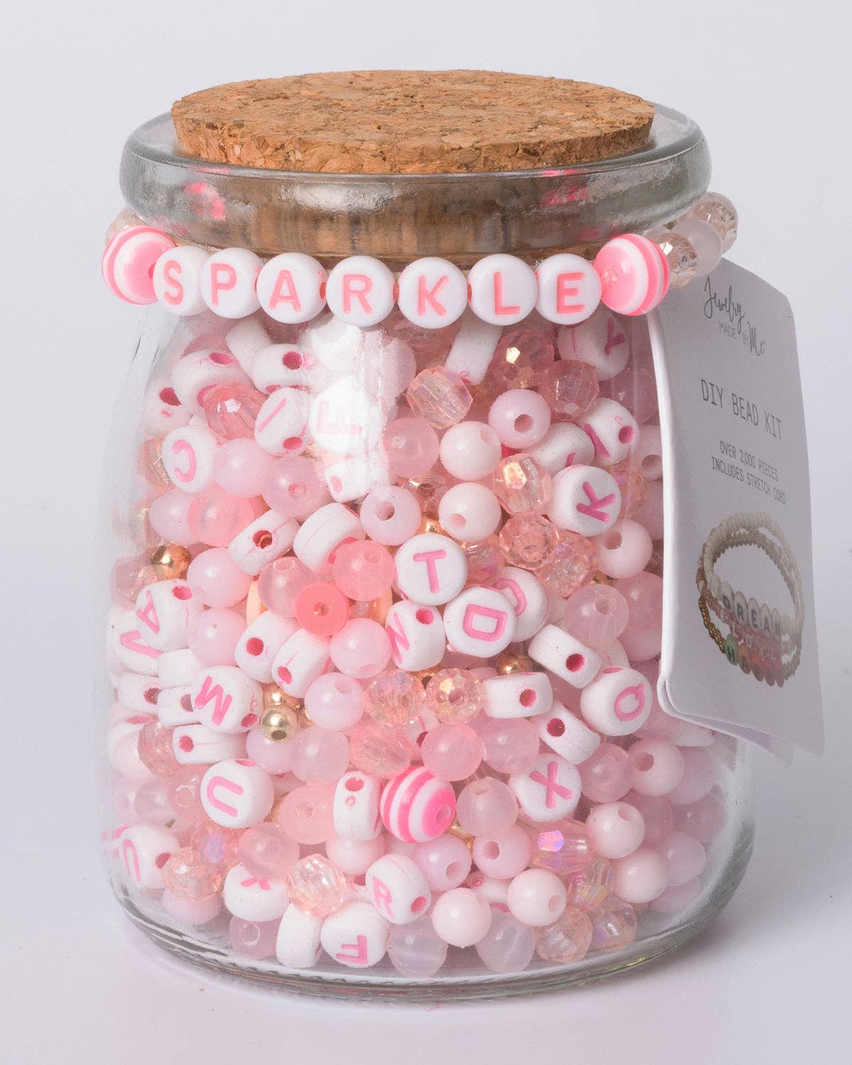 Sparkle Pink Letter Bead DIY Jewelry Jar