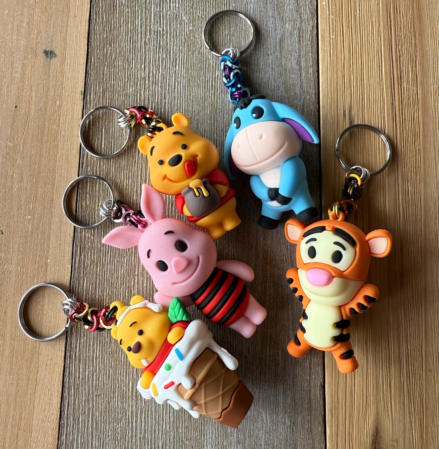 Pooh Chainmaille Keychains