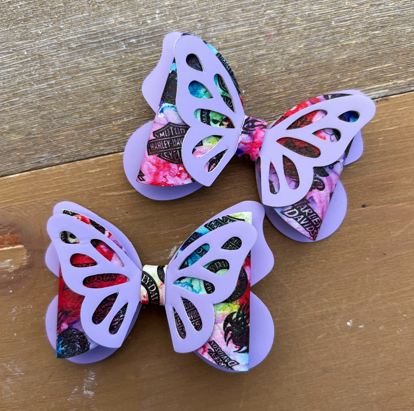 Purple Motorcycle Hair Bow Set