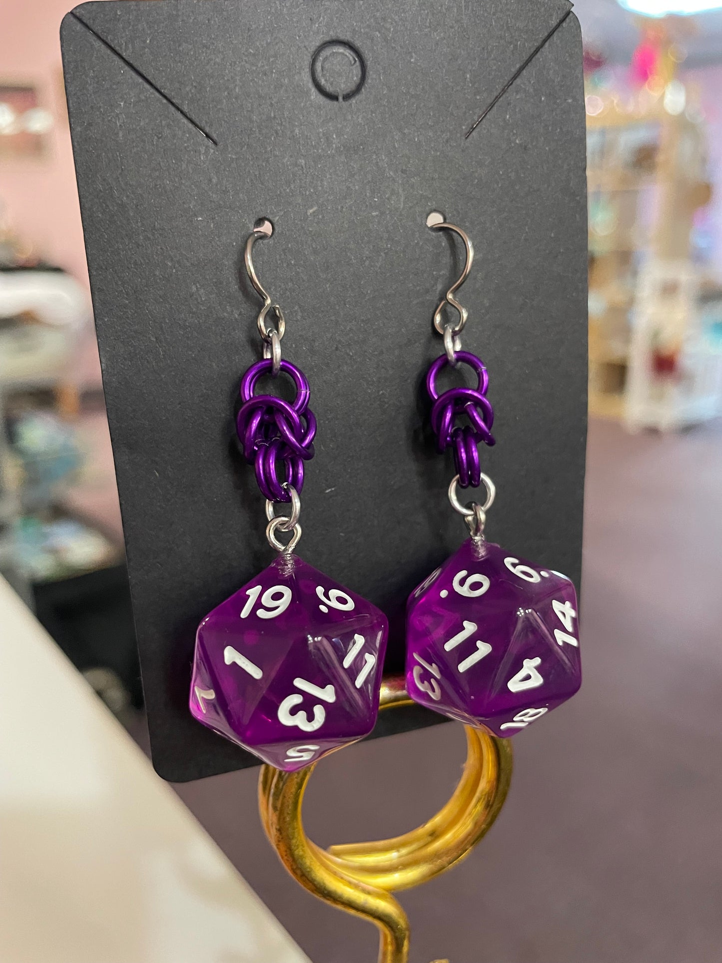 D20 Die Rainbow Earrings || Handcrafted Chainmaille