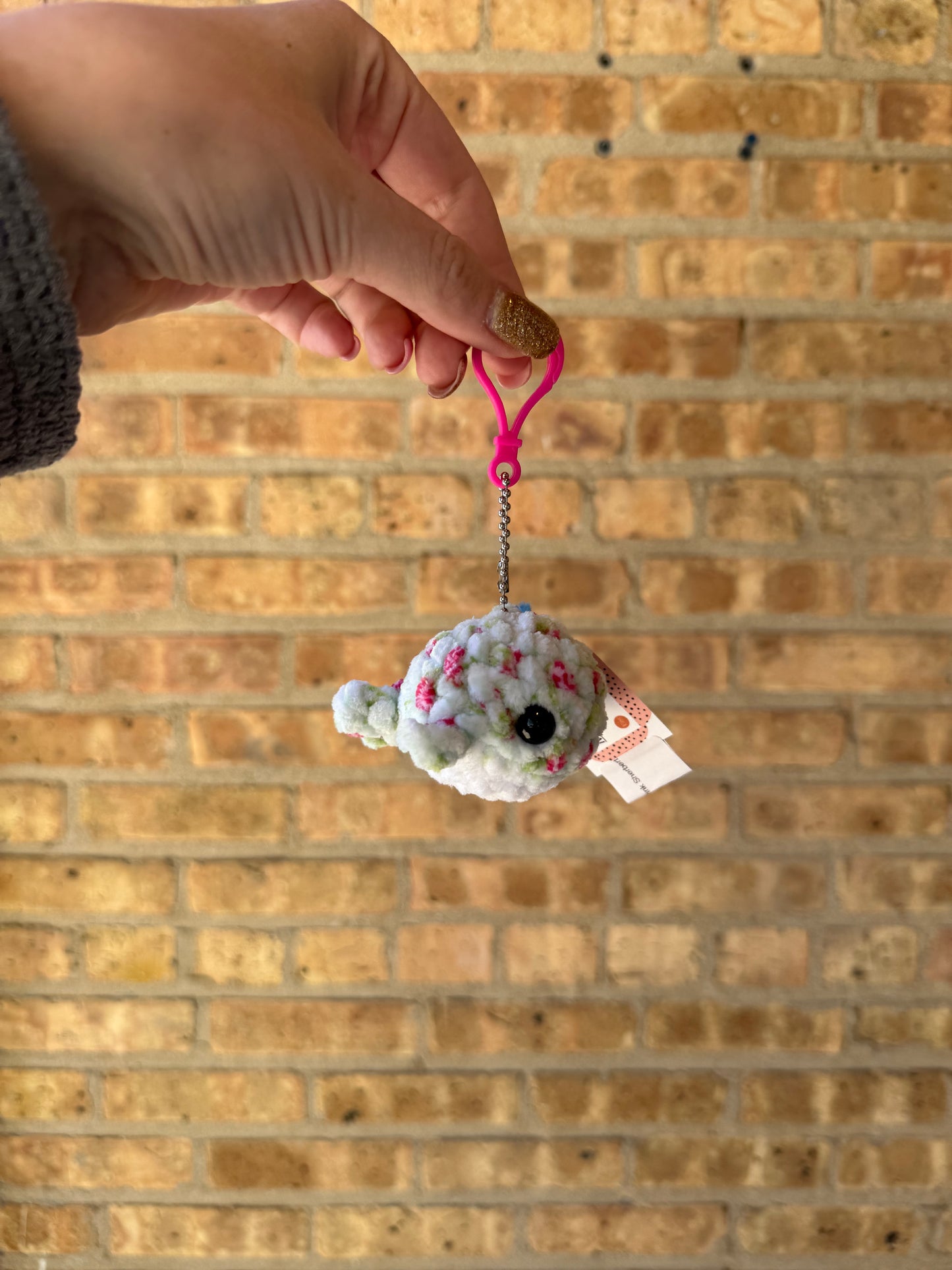 Crochet Plush Whale Keychain