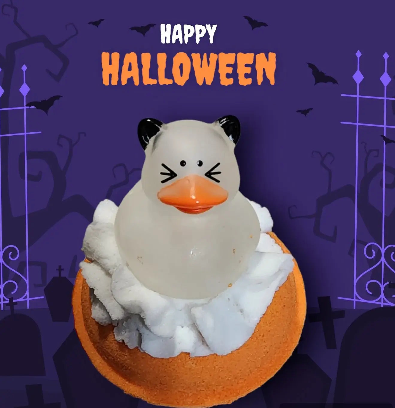 Halloween Mini Donut Bath bomb with Glow in the Dark Rubber