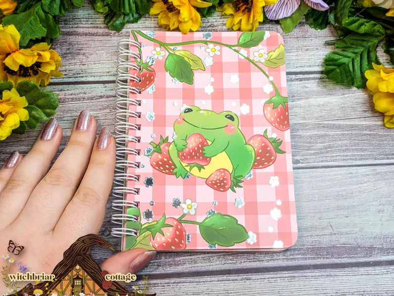 Frog Strawberry Hybrid Dot-Grid and Lined Notebook
