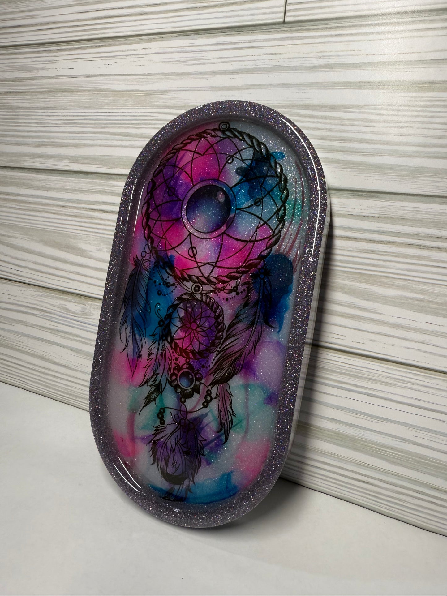 Oval Watercolor Dreamcatcher Tray