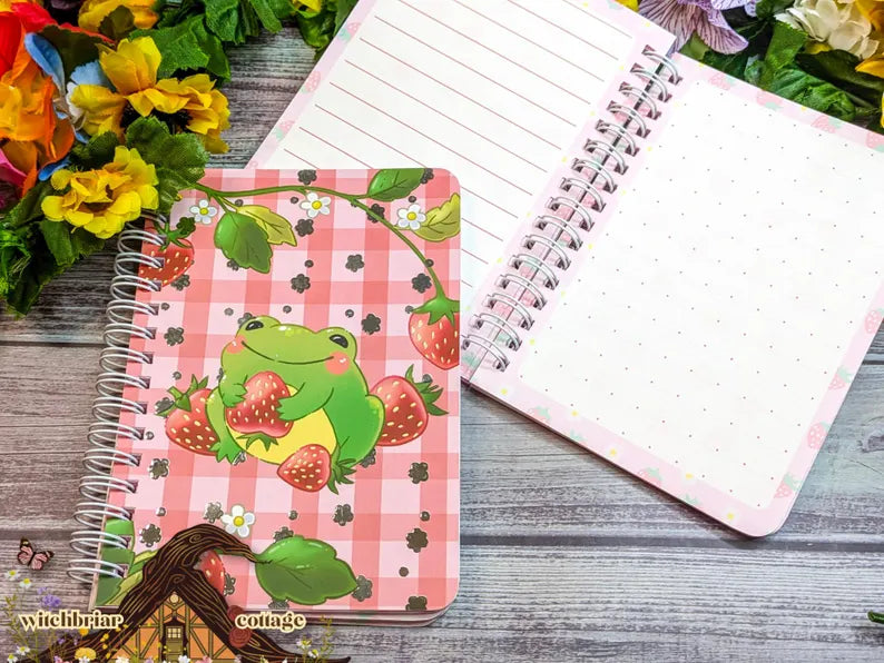 Frog Strawberry Hybrid Dot-Grid and Lined Notebook