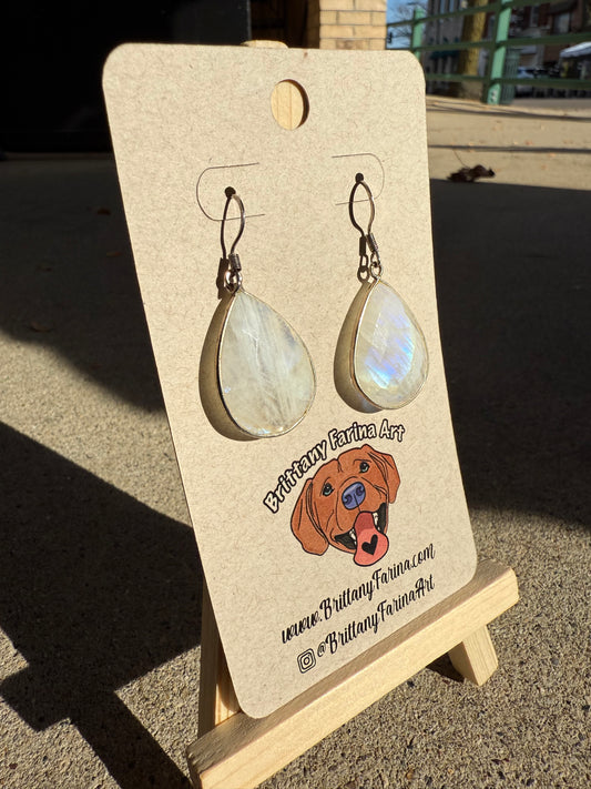 Moonstone Flash Charm || Dangle Earrings