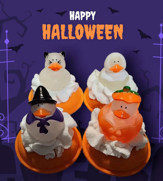 Halloween Mini Donut Bath bomb with Glow in the Dark Rubber