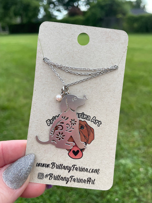 Dog Necklace || Memorial Angel Wing Charm