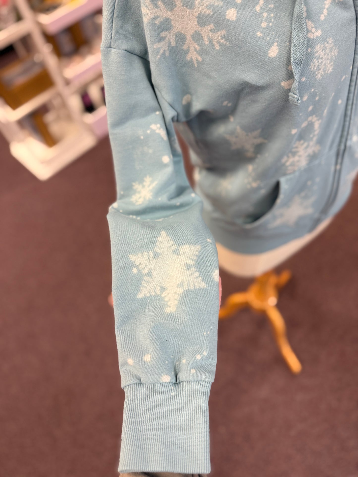 Hand Bleached Snowflake Zip Hoodie | Size Small