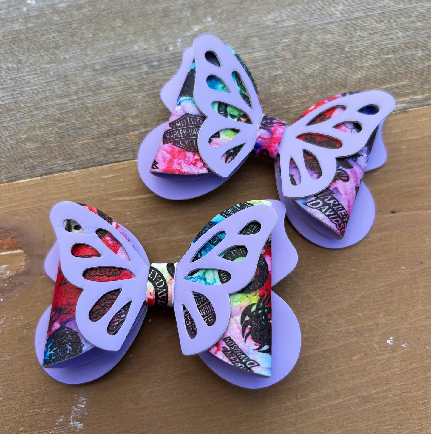 Purple Motorcycle Hair Bow Set