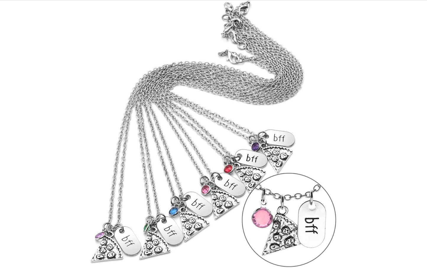Best Friend Necklace | BFF Pizza Charm | Silver