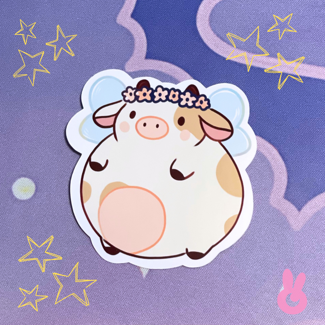 Cow Flower Fairy Sticker