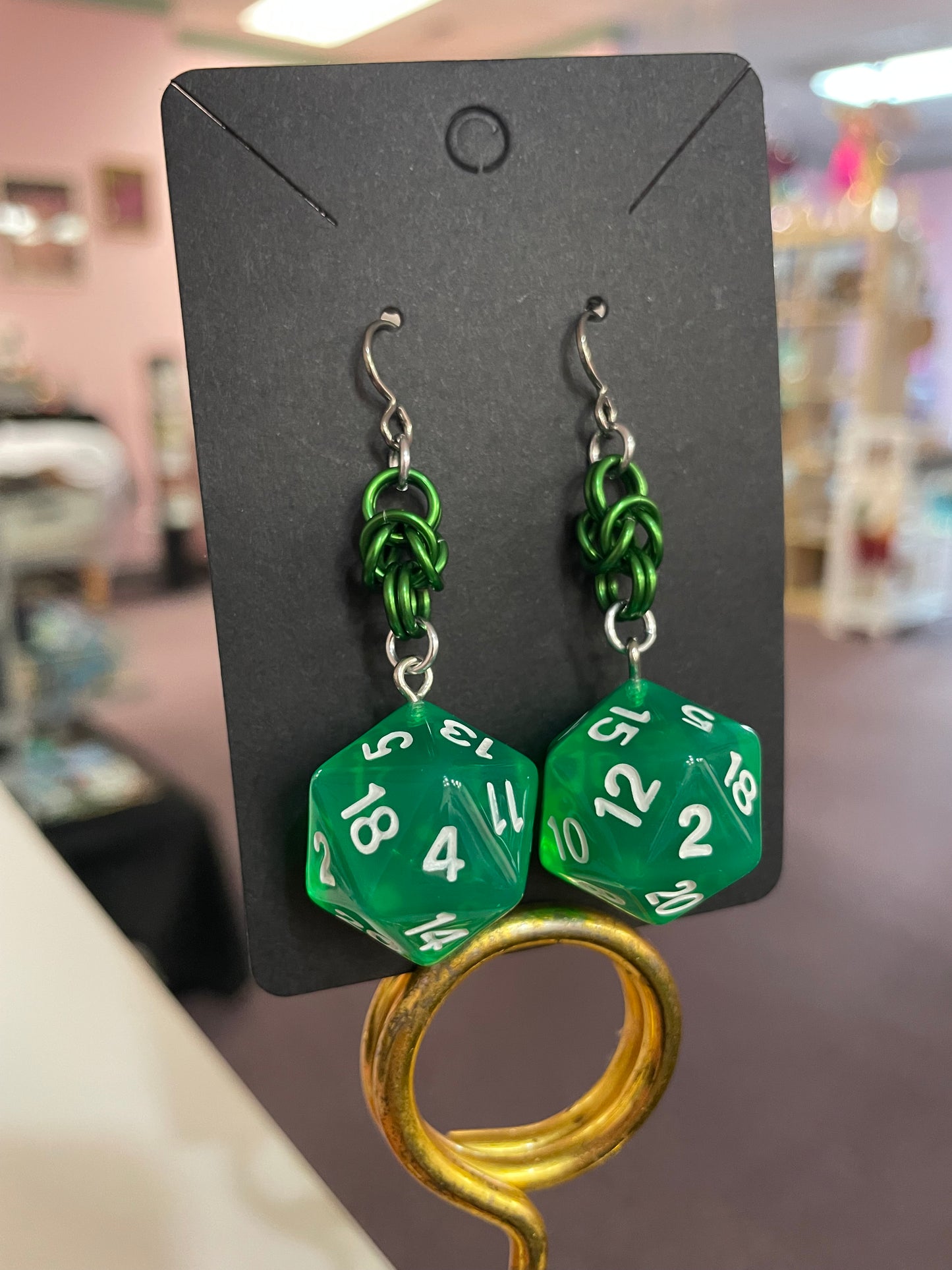 D20 Die Rainbow Earrings || Handcrafted Chainmaille