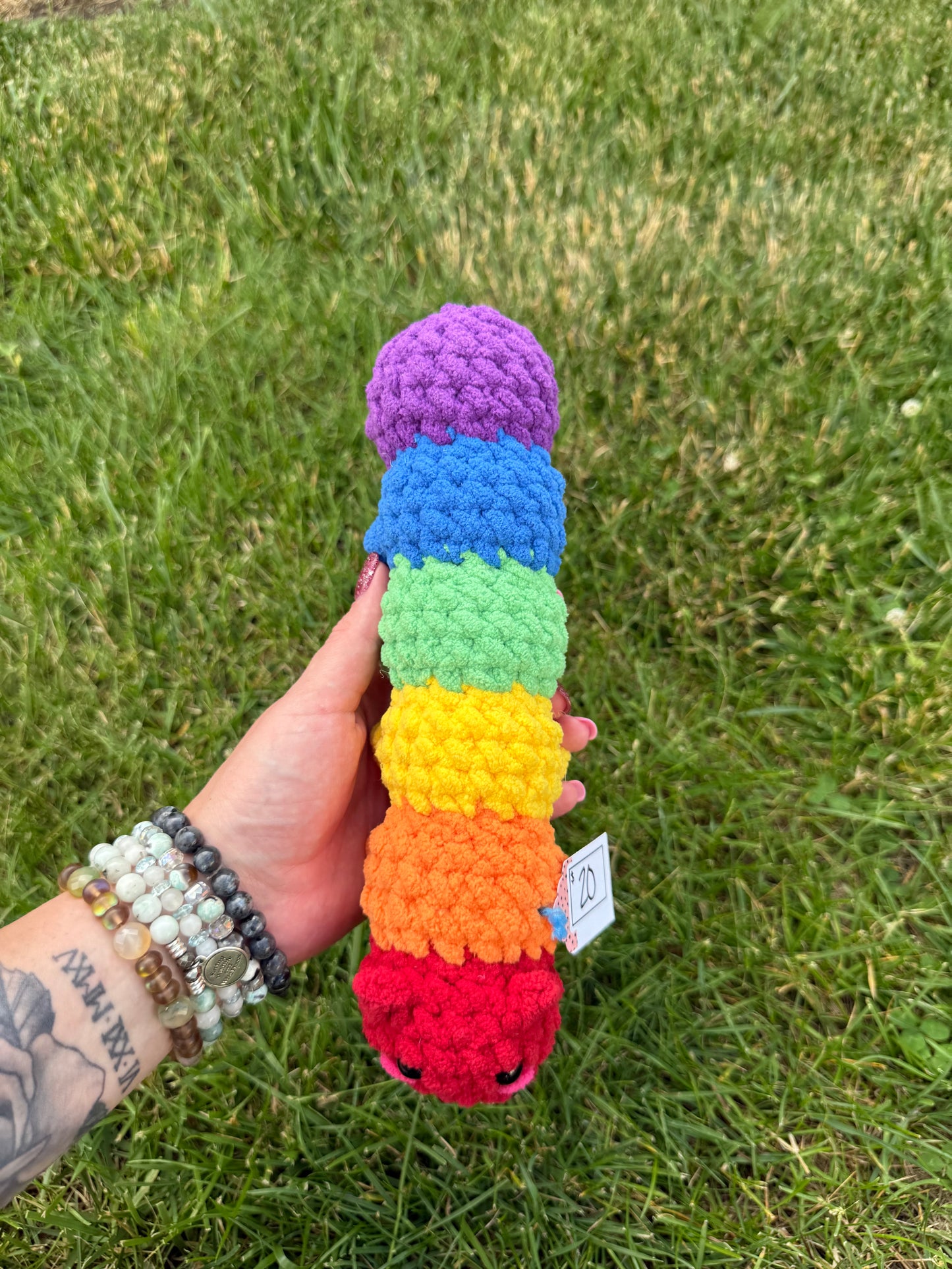 Crochet Rainbow Plush Caterpillar