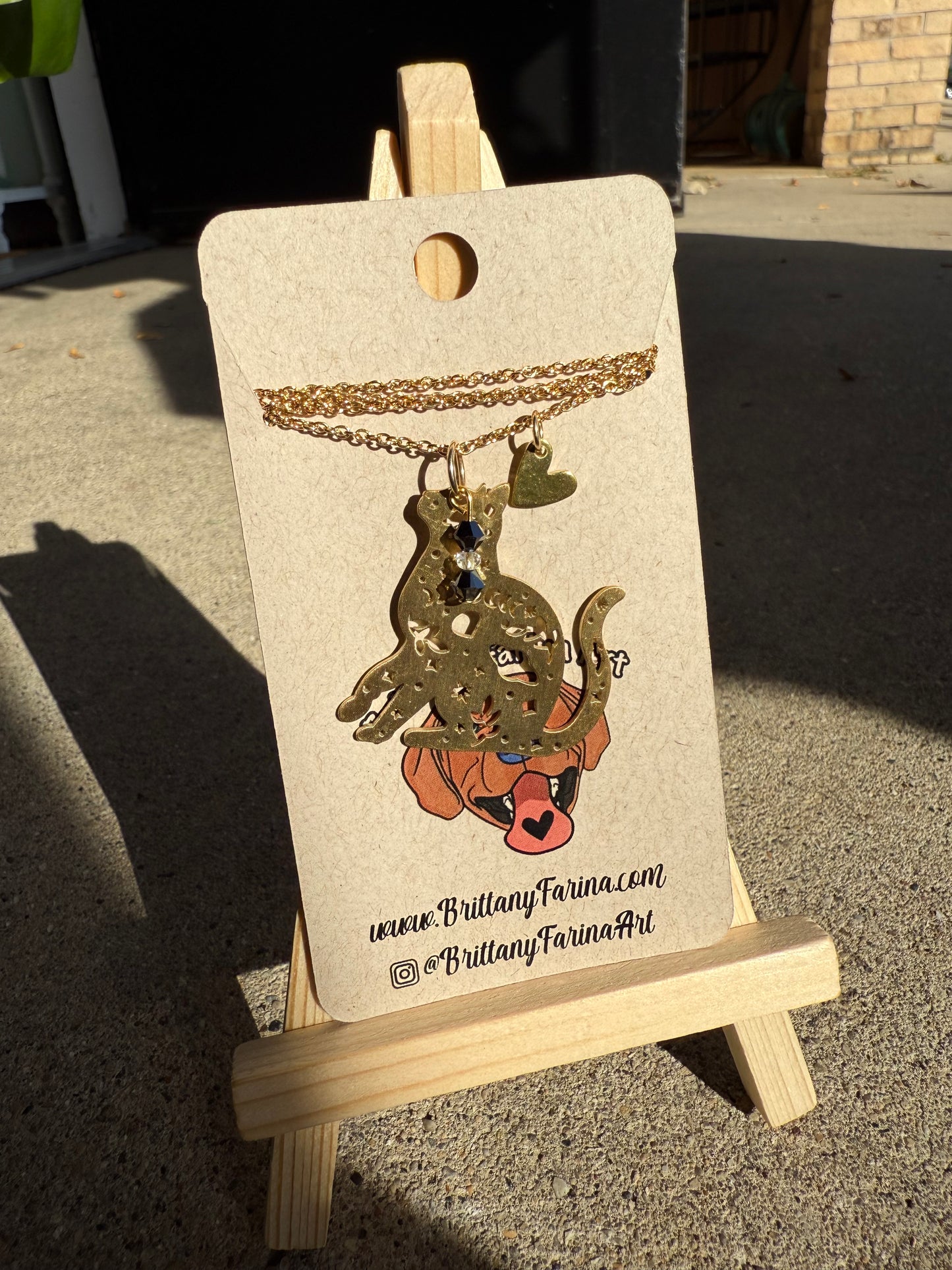 Brass Kitty Necklace