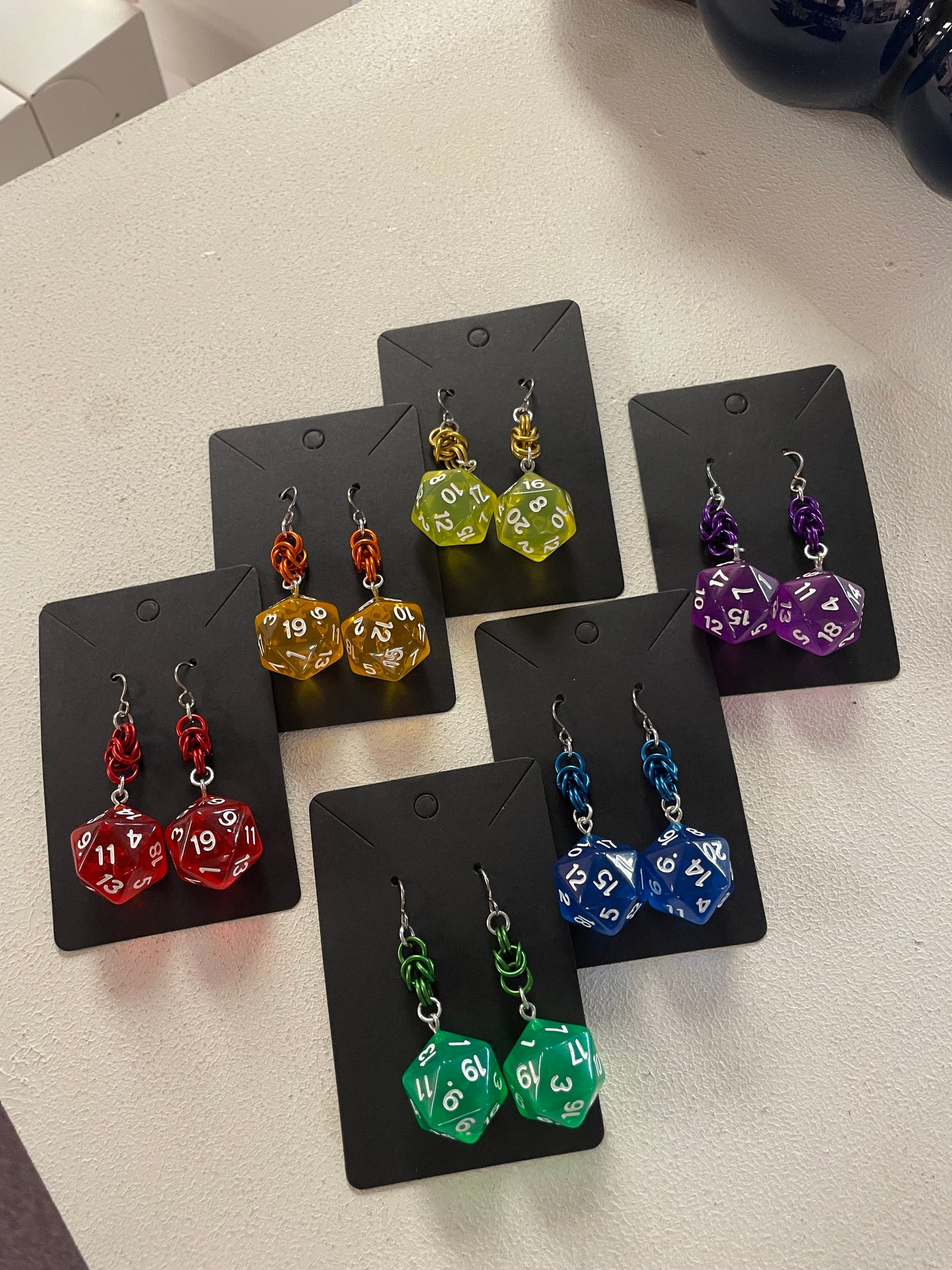 D20 Die Rainbow Earrings || Handcrafted Chainmaille