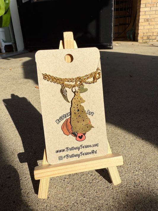 Wolf Necklace || Brass Charm